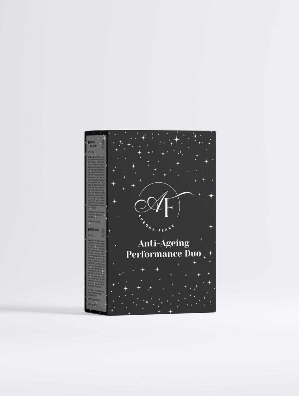 Black box with 'Anti-Ageing Performance Duo' text on a white background