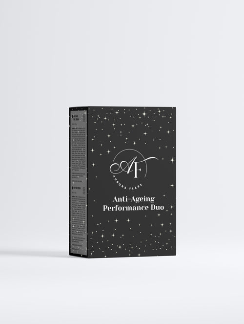 Black box with 'Anti-Ageing Performance Duo' text on a white background
